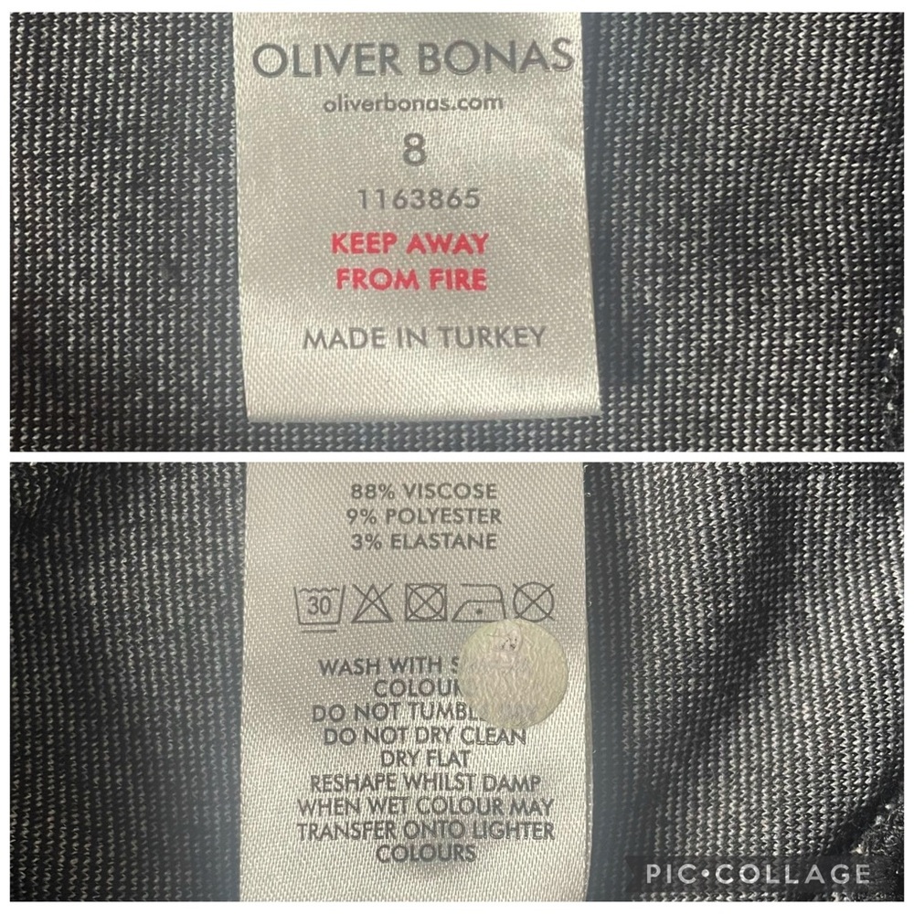 Oliver Bonas Career Dress Black Wht Office Casual Modest Soft Comfy British SZ 8 - Picture 12 of 16